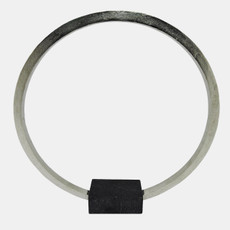 17829-01#Metal,19",standing Ring W/base ,nickel/black