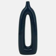 16848-05#Cer, 14"h Open Cut-out Vase, Blue