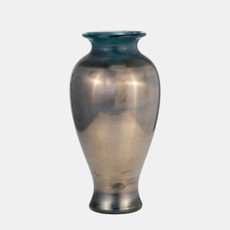 17977-01#Glass, 12"h Olpe Vase, Teal