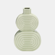 17993-03#Cer, 10" Stacked Circles Vase, Cucumber