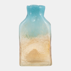 18012-01#Glass,14" Vase Teal/apricot