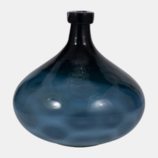 18013-01#Glass, 13" Dimple Vase Blue