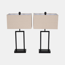 51199#S/2 Metal 25" Table Lamp, Black