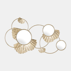 18063#Metal, 27" Fan Loops Mirrored Wall Decor, Gold Wb