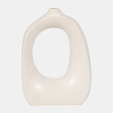 18105-01#Stoneware 11" Curvy Cut-out Vase, Cotton