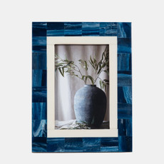 18123-01#Resin, 4x6 Navy & White Border Photo Frame, Navy/w