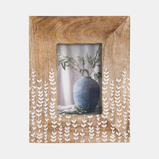 18129-01#Wood, 4x6 Vines Photo Frame, Natural/white