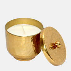 80266#4" 16 Oz Frasier Fir Metal Lid Candle, Gold