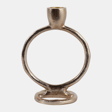 18184-05#Metal, 6" Round Ring Taper Candleholder, Gold