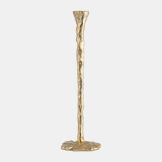 18187-01#Metal, 11" Forged Taper Candleholder, Gold