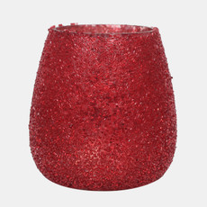 80254-03#4" 12 Oz Sugar Berry Beaded Candle, Red