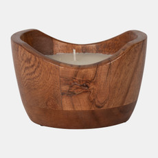 80268#6" 17 Oz Vanilla Curvy Wood Bowl Candle, Natural