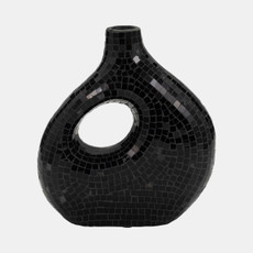 18230-02#Ecomix, 13" Mosaic Vase, Black