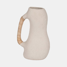 18235-01#Ecomix, 13" Organic Vase With Caning, Ivory