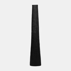 18242-06#Metal, 58" Ribbed Floor Vase, Black