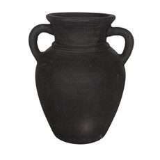 18251-02#Terracotta, 9" Vase With Handles, Black
