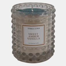 80249-01#3" 6 Oz Sweet Ambr Vanlla Bubble Glass Candle, Clr