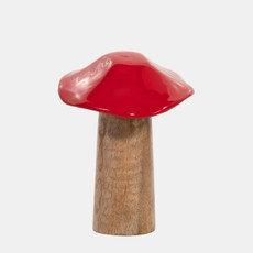 18275-01#Wood, 6" Toadstool Mushroom, Red