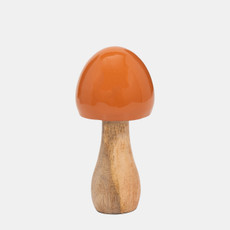 18276-01#Wood, 6" Coned Mushroom, Burnt Orange