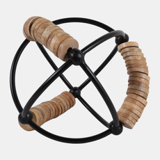 18283-01#Metal, 10" Abacus Orb, Natural/black