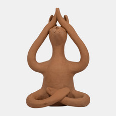 18289-03#Terracotta, 10" Salutation Yoga Bunny, Natural