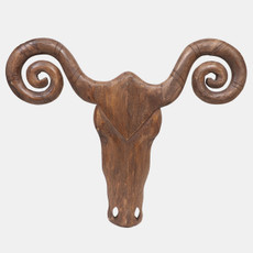 18315#Wood, 34x27'' Carved Bighorn, Natural