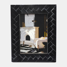 18339-02#Resin, 5x7 Woven Photo Frame, Black