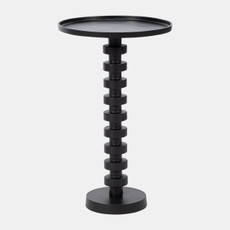 18359-01#25" Aluminum Stacked Disc Accent Table, Black