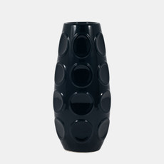 18376-05#13" Circle Embossed Vase, Navy