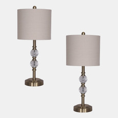 51278#S/2, Crystal 26" Table Lamps, Gold