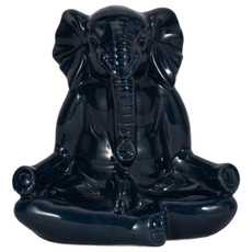 15431-01#Cer, 7" Yoga Elephant, Navy Blue