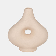 18425-01#Cer, 7" Short Open Cut-out Nomad Vase, Ivory