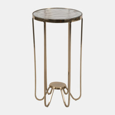 18396#Metal, 22" Side Table Glass Top, Gold
