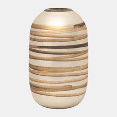 18440-02#Glass, 14" Antique Ring Vase, Gold