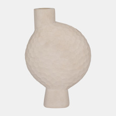 18445-02#Stone, 11" Hammered Vase, Natual