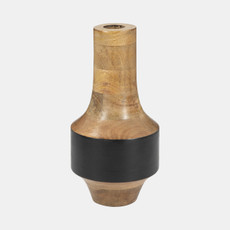 18470-01#Mango Wood, 11" 2-tone Vase, Brown/black