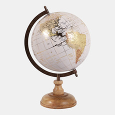 18484#Plastic, 13" Decorative Globe, Gold