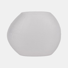 15838-05#Glass 8"h Textured Vase, Frosted White