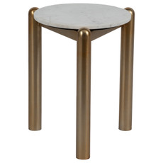 18488-02#Metal, 19"  Side Table, Gold/white