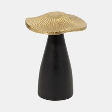 18517-01#Metal, 6" Mushroom Deco, Black/gold