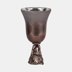 18681-01#Glass, 15" 2-tone Chalice Vase, Metallic Kd