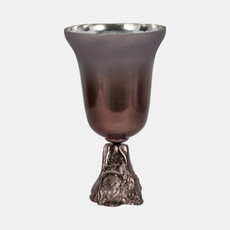 18681-02#Glass, 18" 2-tone Chalice Vase, Metallic Kd