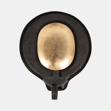18507-01#Metal, 9" Round Votive Holder, Black/gold