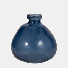 18554-01#Glass, 8" Balloon Vase, Blue