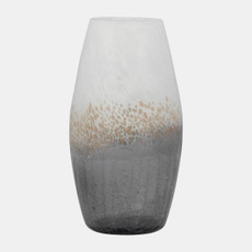 18559-03#Glass, 12" Crackle Vase, Multi