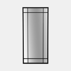 18568#Metal, 20x43 Windowpane Mirror, Black