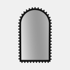 18570-02#Wood, 24x39 Beaded Arch Mirror, Black