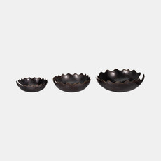 18596#Metal S/3 12/15/18" Chipped Bowls, Black