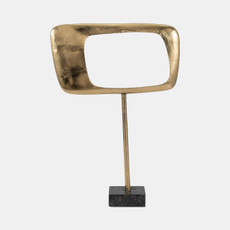 18598-02#Metal/marble, 20" Table Top Deco, Gold Kd