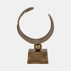 18599#Metal, 23" Round Table Top Deco, Antique Brass